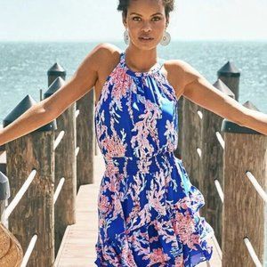 Lilly Pulitzer NWT Pamelyn Tiered Dress Borealis Blue Swim on Over size 12